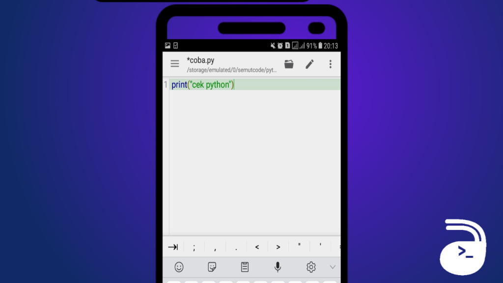 Kode sederhana python quickedit