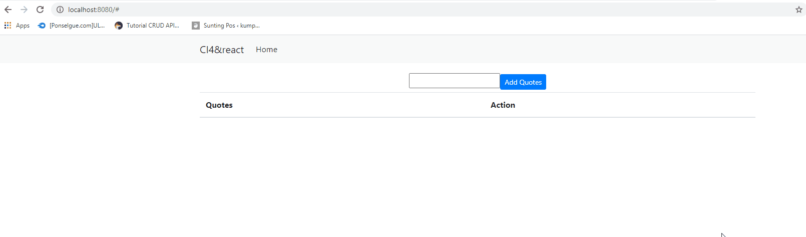 CRUD codeigniter 4 dengan react js