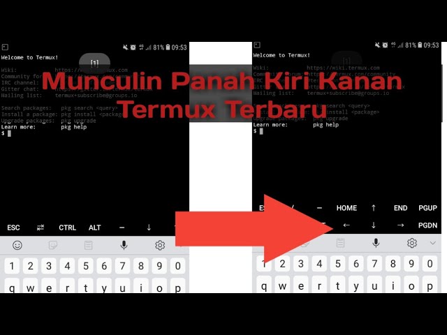 Cara Memunculkan Tombol Panah Kiri Kanan Termux